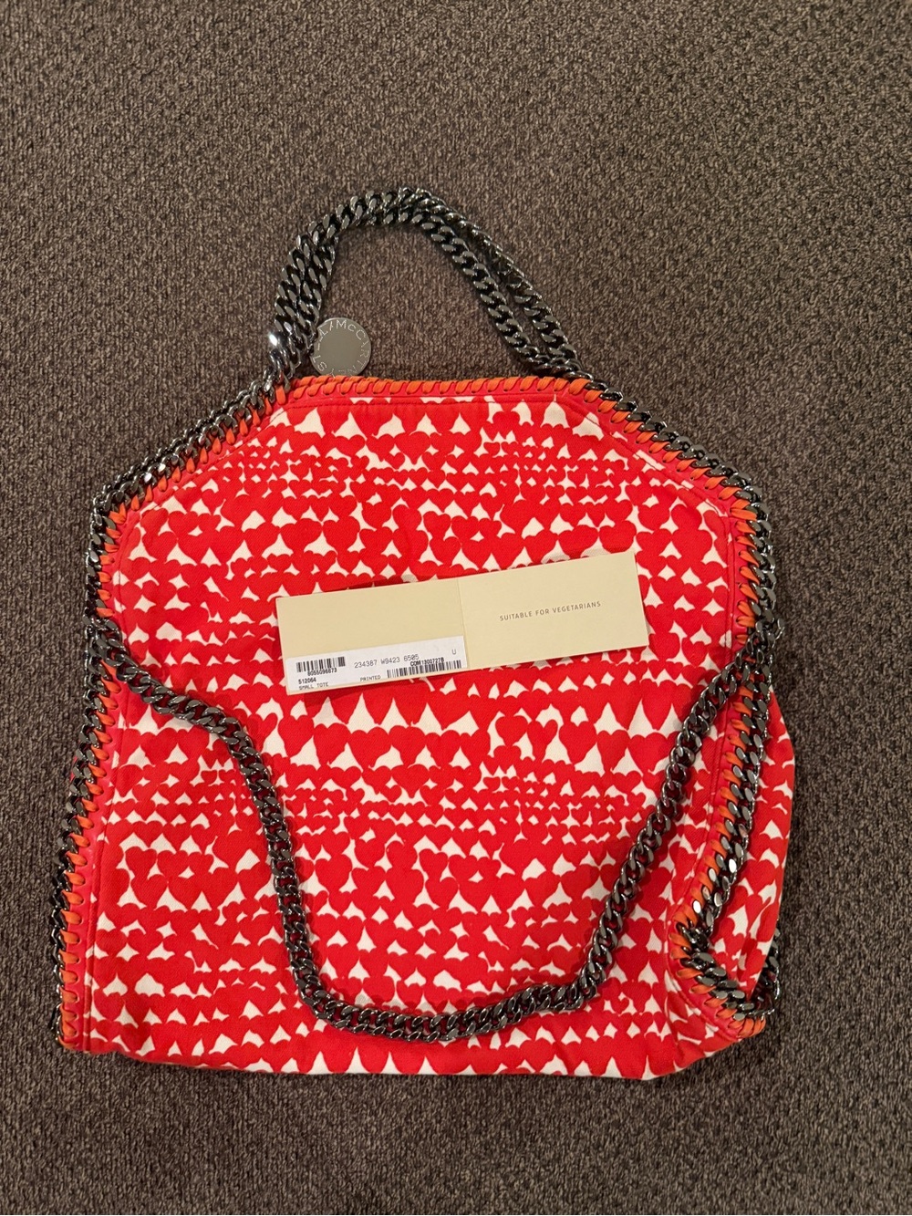Stella McCartney Orange Heart Pattern Falabella Shoulder Bag